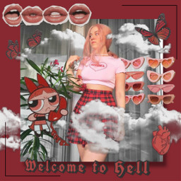 freetoedit red aesthetic girl hell