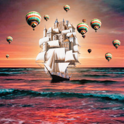 freetoedit sea ocean background ship srchotairballoons hotairballoons