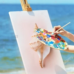 freetoedit ircseatreasure seatreasure seashell canvas painting color beach shore pink art sea ocean