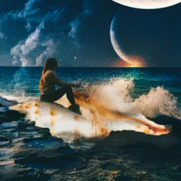 freetoedit view calm sea moon night planets shell fantasyart surrealart ircseatreasure seatreasure