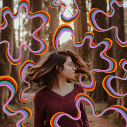 squiggle rainbow woods woman pexels picsart challenge help freetoedit rccolorfulshapes