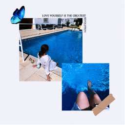 freetoedit poolaesthetic pool loveyourself aesthetic butterfly tape simple simplecollage picsart blue blueaesthetic enjoylife calmwaters