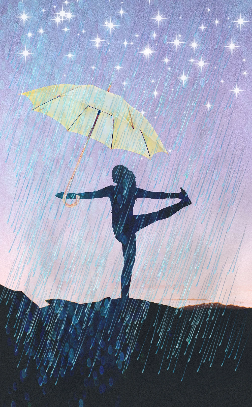 #yellowumbrella #rain #dancingintherain #starrysky