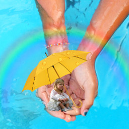 freetoedit remixme yellowumbrella challenge yellow littlegirl water srcyellowumbrella