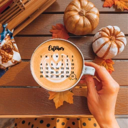 october calendar pumpkinspice latte srcoctobercalendar octobercalendar freetoedit