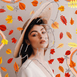 girl woman pretty aesthetic hat waves wave pink peach coral orange red yellow fall autumn leaves fallleaves leaf october 2020 edit pic picsart art challenge srcautumnleaves autumnleaves freetoedit