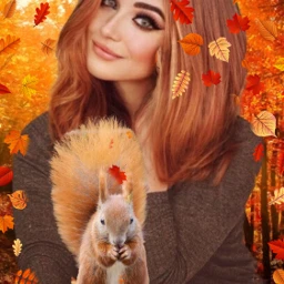 girl leaves autumn squirrel srcautumnleaves freetoedit