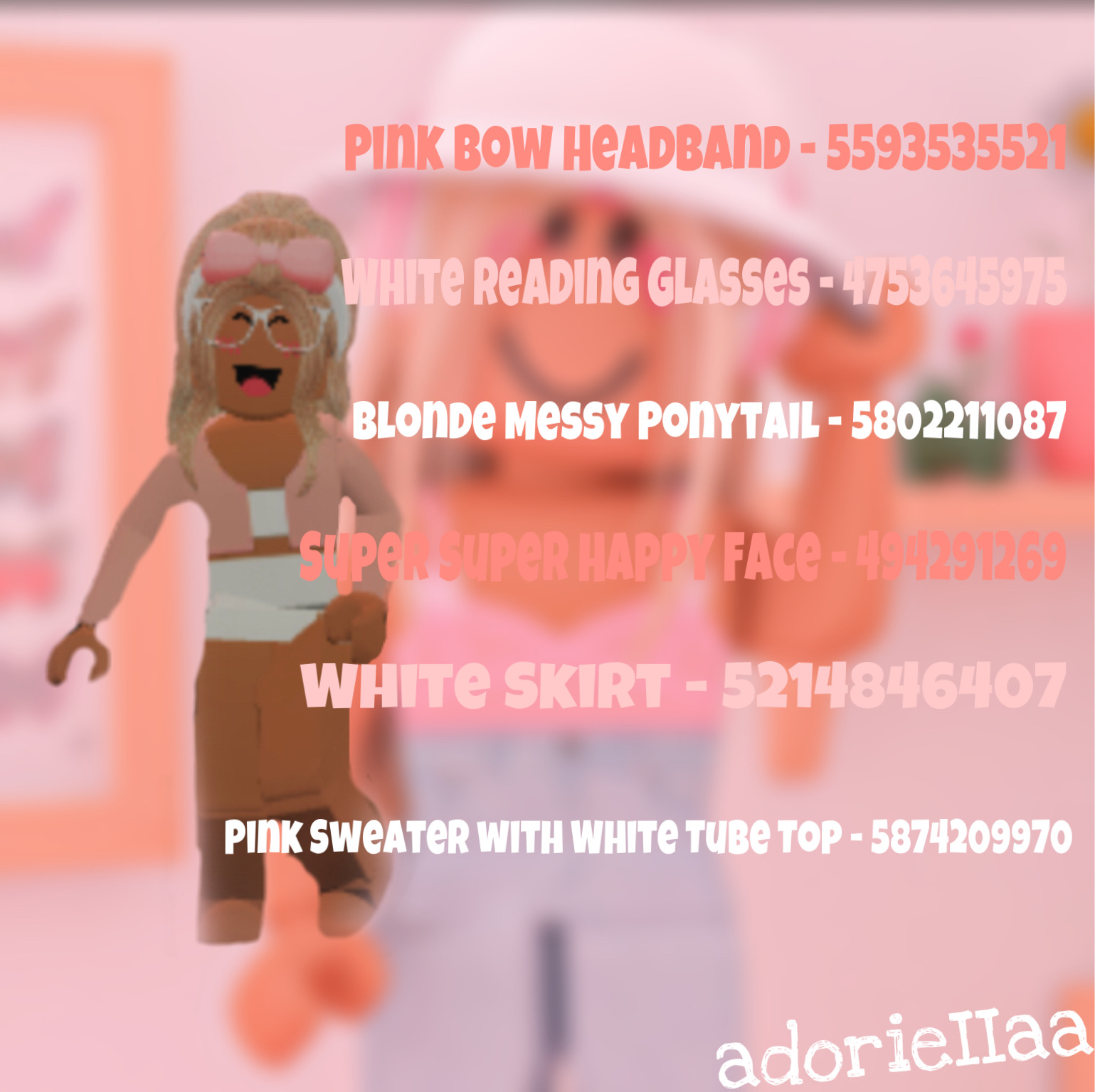 Pink Bow Glasses Hat Image By 𝚒𝚜𝚊𝚋𝚎𝚕𝚕𝚊 - blonde ponytail roblox code