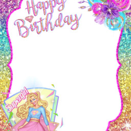 happybirthday birthdaycard invitation girl supergirl watercolor flowers rainbow ombre glitter sparkly freetoedit