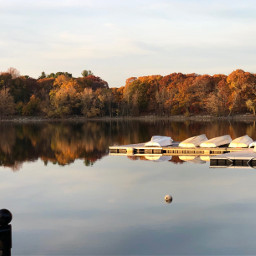 freetoedit reflection goldenhour pond boats autumn fall nature serene