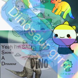 dinosaur nonbinary rainbow tsukishimakei freetoedit