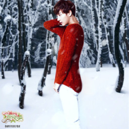 happy happyholidays merrychristmas yoonshiyoon red snow forest woods ice white photoshoot kpop