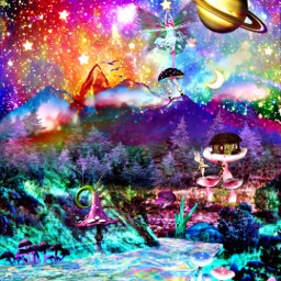 psychedelic psych psyart visionary enlightenment trippy fae fairy rainbow mushrooms nature hippy mush mystical faery love light spirit abstract collage trippyedit trippyart digitalartist digitalcollage freetoedit