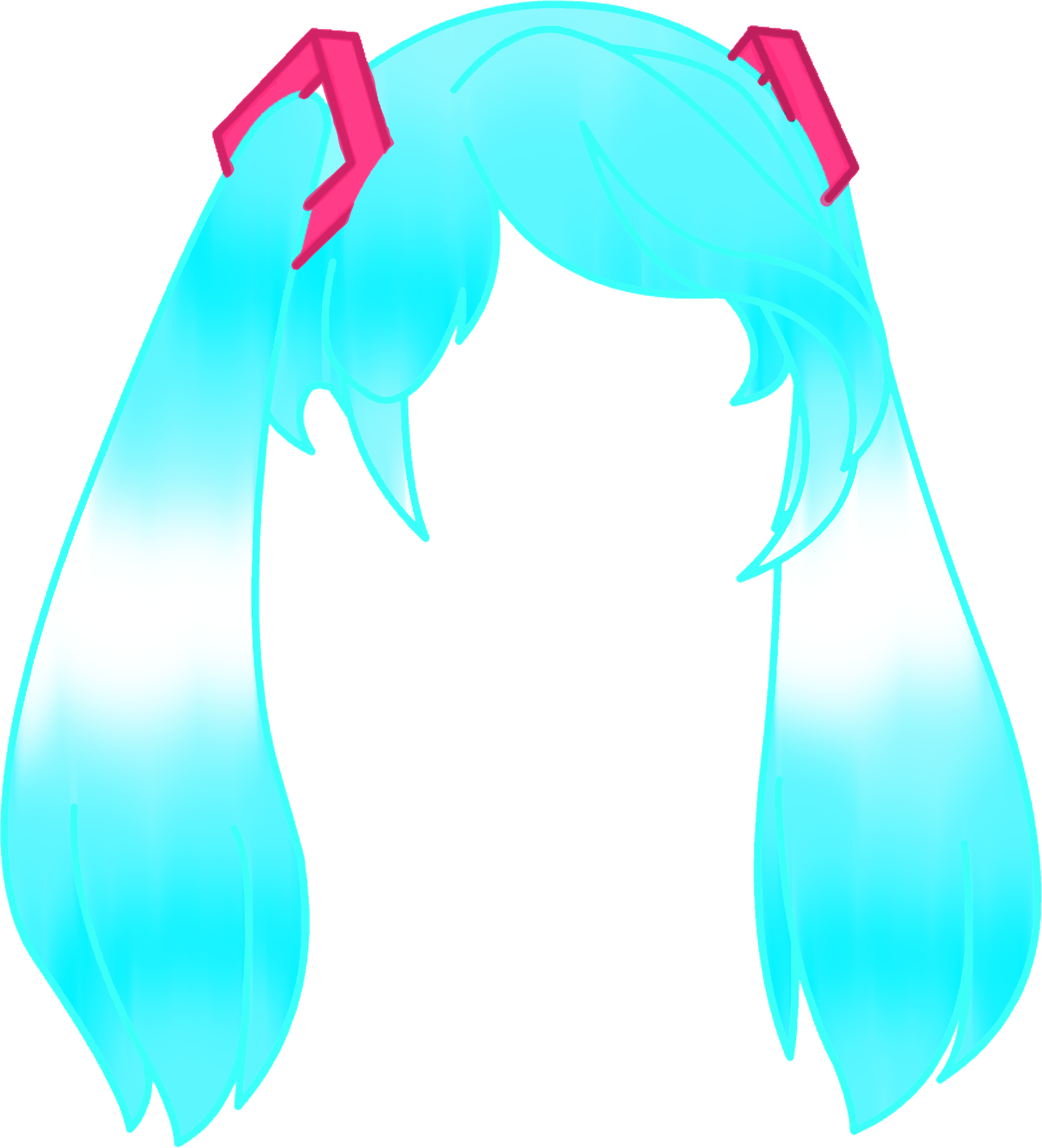 cyan shaded pink hairtie pigtails gacha sticker by @izzy-chu