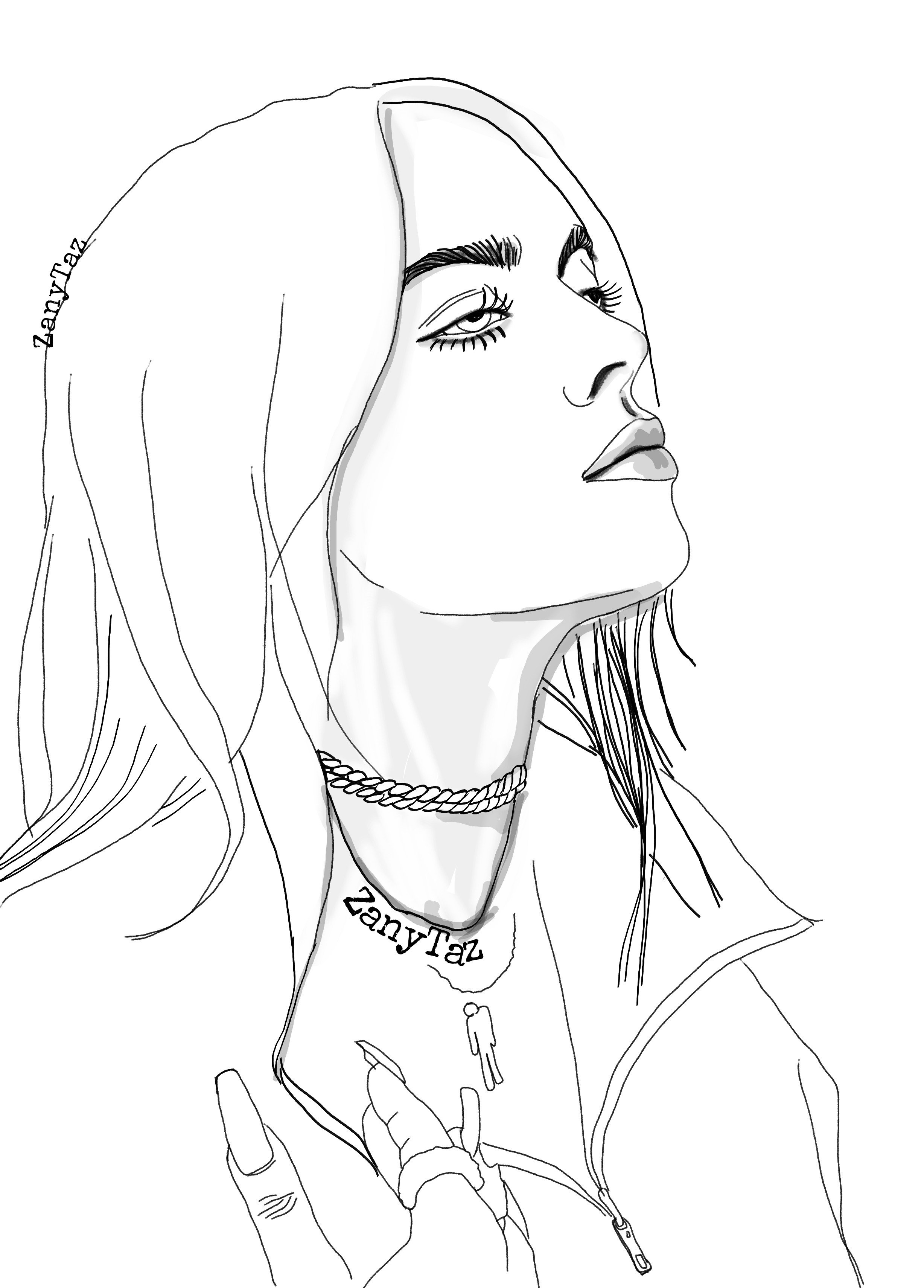 Billie Eilish 🌿💙 #simple #lineart #portrait #drawing of #billieeilish #outline #faceart #outlineart #trendygirl #singersongwriter #billieeilishfanart #dr