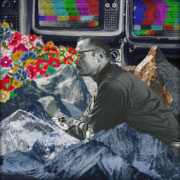 myedit remix collage man eyes flowers mountain sky nature snow colors glitch noise colorful myremix hopeyoulikeit freetoedit