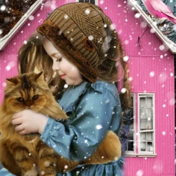 girl cat pinkhouse snowing pinkbird fcmybesteditsof2020 freetoedit