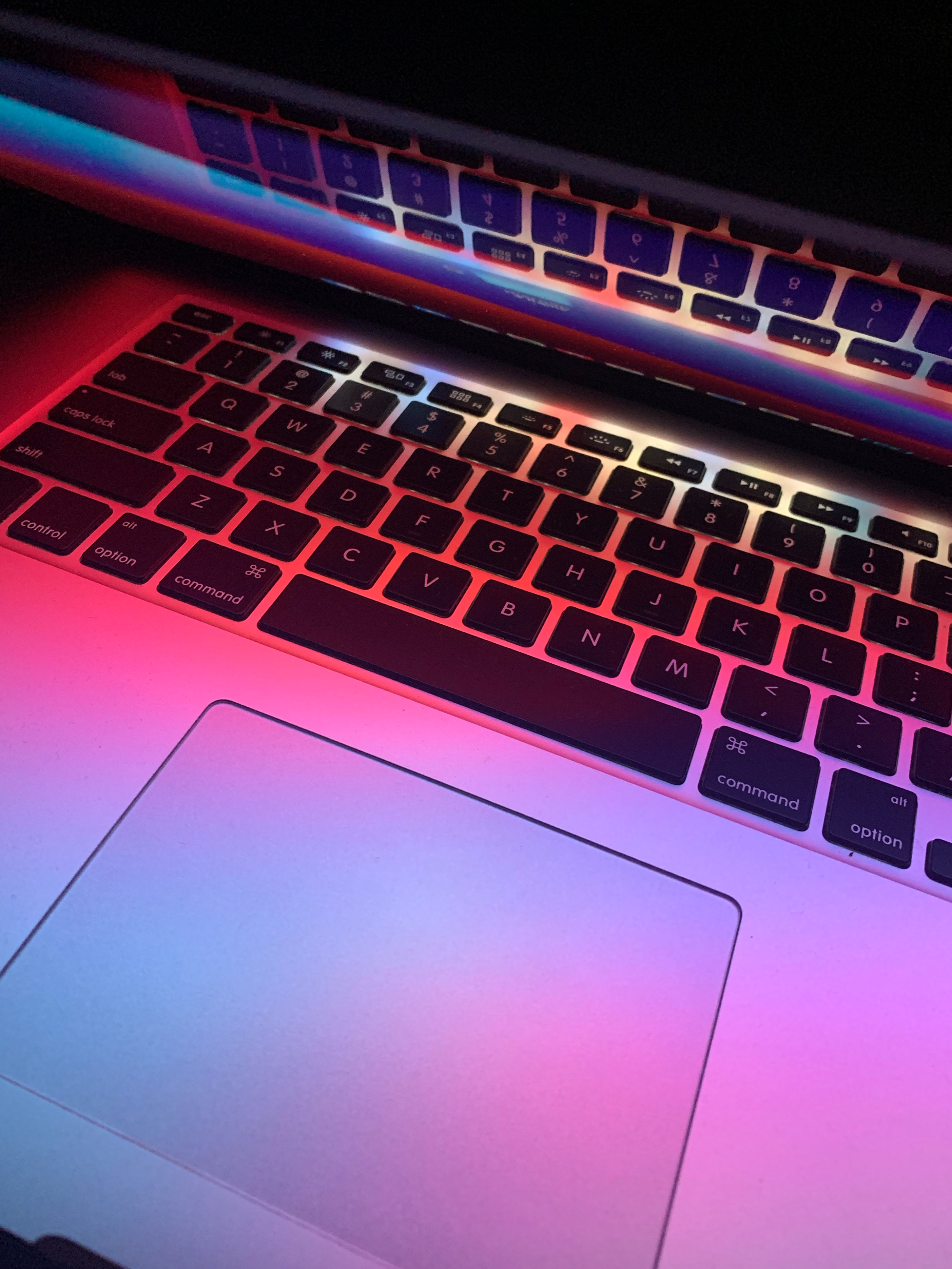 #macbook #lights #night #magenta #keyboard 