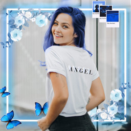 bluegirl blue girl aesthetic replay givemecredit butterfly angel backwards cool interesting wow amazing freetoedit