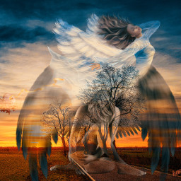 freetoedit landscape sunset fairy angel