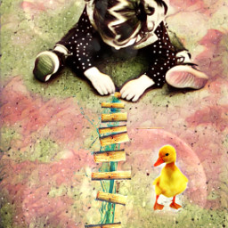 girl duck river woods play happy picsarteffects myedit freetoedit