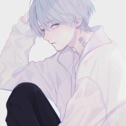 anime art boy animeboy whiteaesthetic whitehair beautiful tatto freetoedit