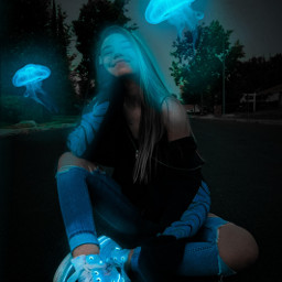 neon jellyfish girl freetoedit