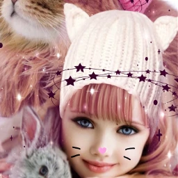 girl cat rabbit hats love rcdelicatedoodles freetoedit