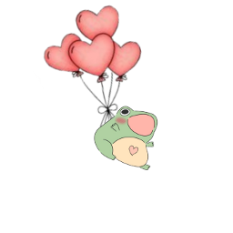 frog green pink ballon fly heart