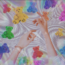 teddy teddybear colorful colourful hand hands contest neon glitch ircbeautyofhands beautyofhands freetoedit