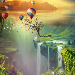 ballonss selva nature fantasy surrealart surreal myart2021 srcwhitefeathers whitefeathers freetoedit