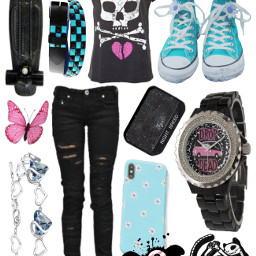 freetoedit emo summer outfit outfits emooutfit emooutfits summeroutfit blue pink black