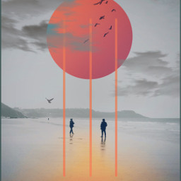 sun sunset circle lines silhouette geometric ocean colorsplash edited myedit madewithpicsart freetoedit