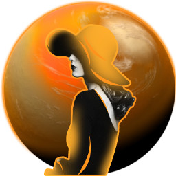 orange girl lady planet space whitebackground photoshop illustrator blackandwhite freetoedit