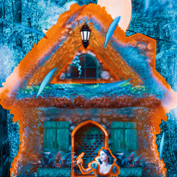 snowwhite forest dwarf night nature moon leaves fairytale trees blue bluenorange orange stars bambi animals birds mushrooms dress longdress unsplash photoshop myedit freetoedit