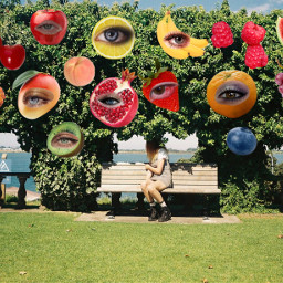 eyes collage filmphotography art artsy fruit summer aesthetic model garden freetoedit