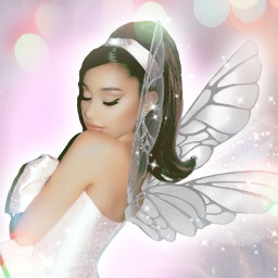 arianagrande ariana grande fairy wings sparkling pink lightflare glow glowing freetoedit