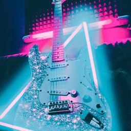 freetoedit guitar electricguitar art interesting photography neon neontriangle effect background 90s rock music pinkandblue fxeffects srcglitterpaintstroke glitterpaintstroke
