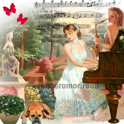 music pianist dog garden flowers srcmusicalnotes musicalnotes freetoedit