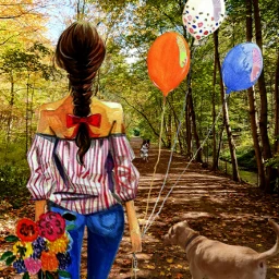 freetoedit walking hiking dogs balloons outdoors nature forrest srcholographicpatches holographicpatches