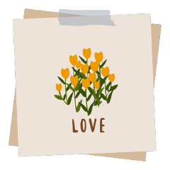 paper stickynote tape love flowers yellow brown tan beige plants collage journaling text word aesthetic freetoedit
