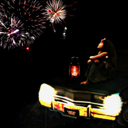 girl girlsitting fireworks car night freetoedit ircthemagiclamp themagiclamp