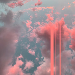 art edit clouds sky lines pink
