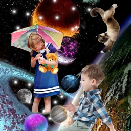 planets girl boy cat srcplanetspower planetspower freetoedit