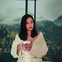 mountain forest cup girl pics aesthetic picsart montagem edit freetoedit