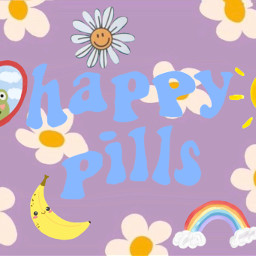 freetoedit pillcover pill happypill hippy medication label medicationlabel rainbow banana frog purple
