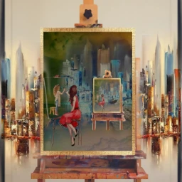 painting painter easel cityscape artist surrealism colorful editbyme stepbystep freetoedit fcinyourownway inyourownway