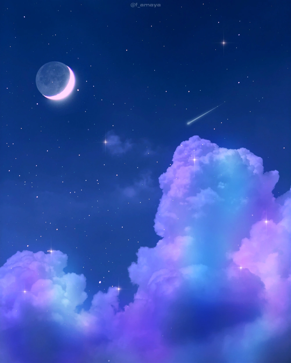 #dreambiglittleone #purple #stars #clouds #moon #shootingstar 