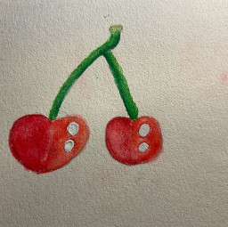 cherry cherries watercolour pencils watercolourpens