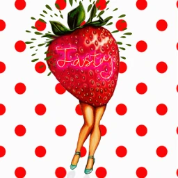 freetoedit inacirclestickerremixchallenge tasty strawberry juicy redpolkadots neonsign womanslegs funfruits srcinacircle inacircle